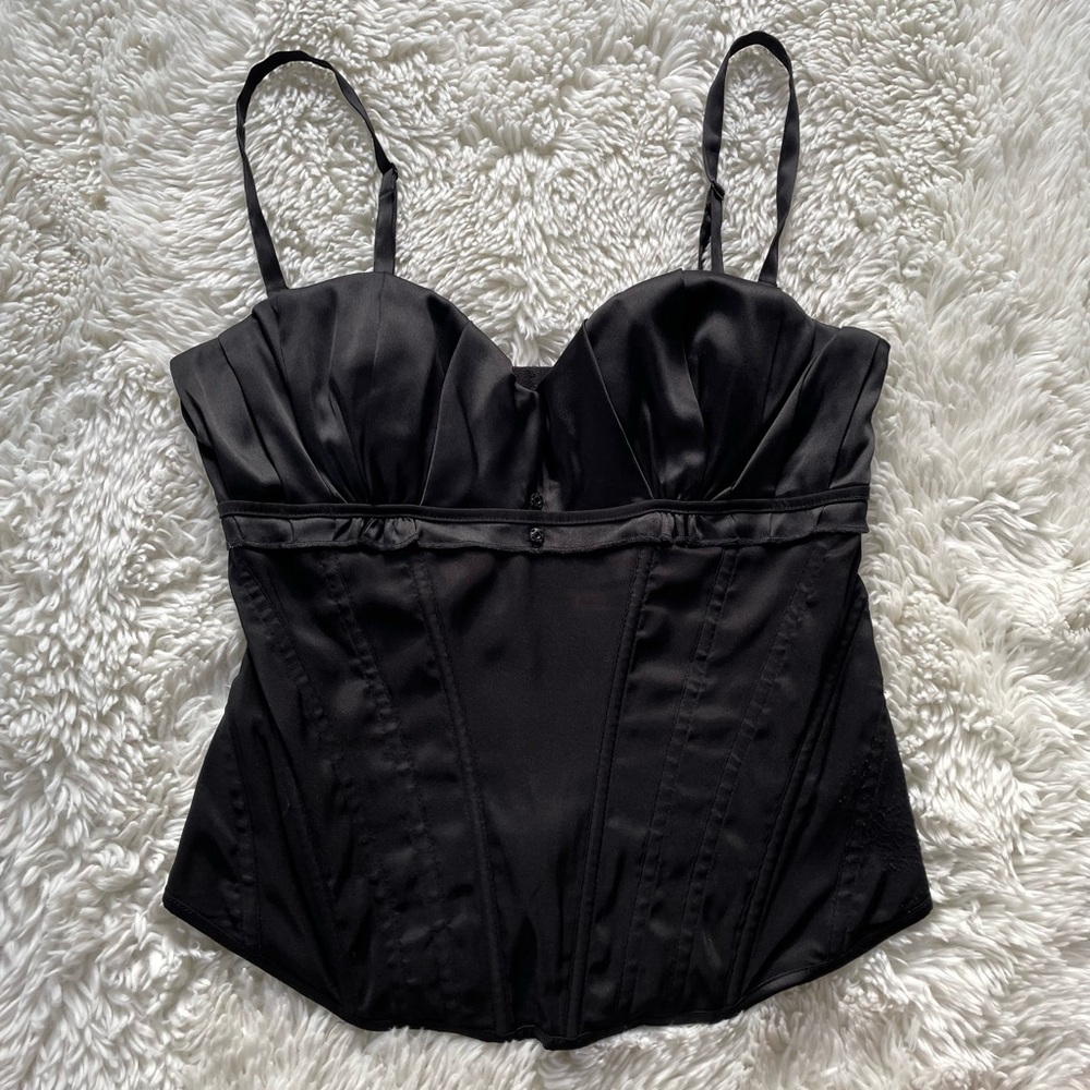 vintage victoria’s secret Black Satin Bustier corset Top